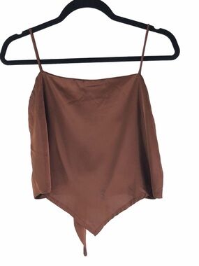SO Clothing Brown Satin Handkerchief Hem Cami Top
